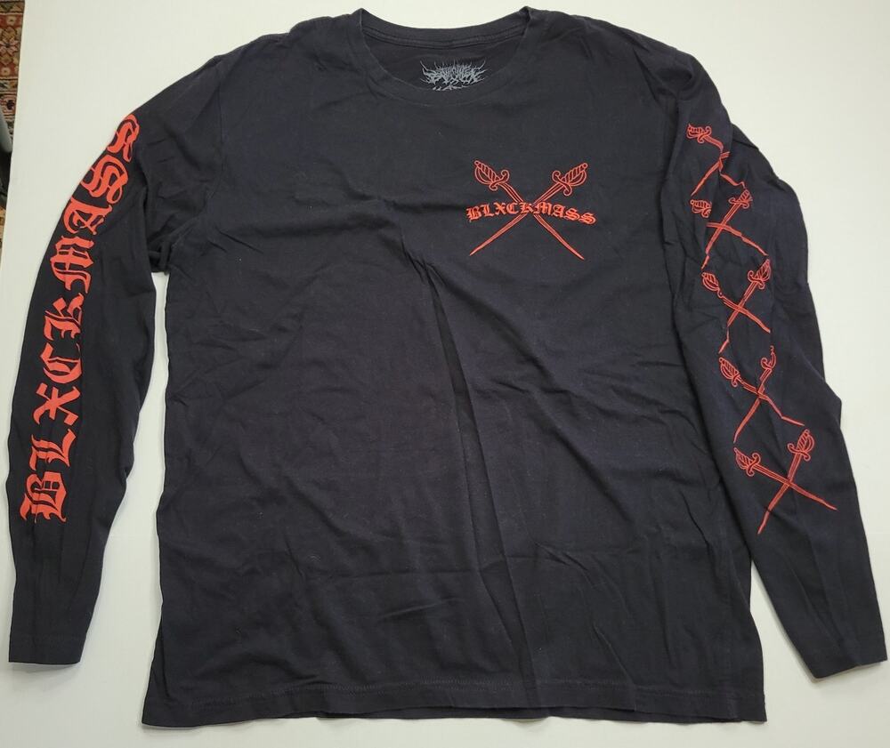 BlxckMass Long Sleeve Black T-Shirt Heart Swords Full Sleeve Graphics Size XL